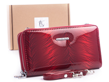Women's wallet with shoulder strap red lacquer Jennifer Jones