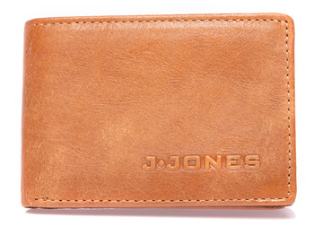 J Jones Kleine Herrengeldbörse aus Leder in Cognac