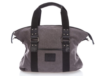 Szara torebka damska miejska canvas ze skórzanymi wstawkami J Jones