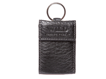 Leather key ring with bill slot black Wild