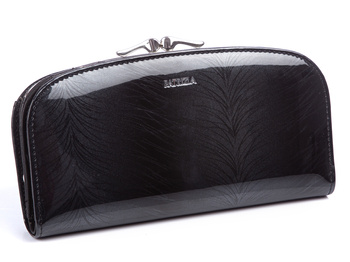 PATRIZIA Large graphite lacquered women's wallet with earwire