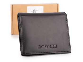 Czarny portfel damski skórzany J Jones z kieszenią pudełkową na monety