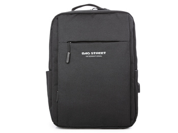 Schwarzer Rucksack für 15,6" Laptop und USB-Anschluss für Studium / Arbeit