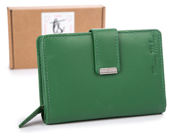 Women's green RFID medium leather wallet Money Maker