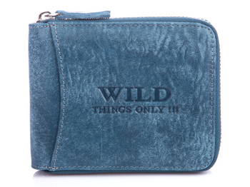 Portfel męski poziomy zapinany na zamek niebieski WILD