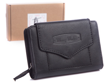 Women's black medium RFID leather wallet Money Maker