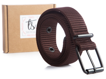 SERGEJ FIBER Brown men's slingback belt with classic buckle