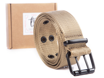 Double men's trouser belt beige SERGEJ ARNOLD