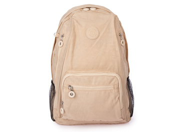 Bag Street Wysoki lekki plecak turystyczny z kreszu Bag Street Jasnobeżowy