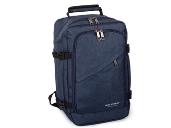 Granatowy plecak podróżny bagaż podręczny do samolotu otwierany jak walizka