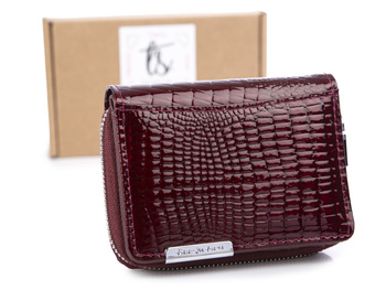Small cherry red women's lacquered croco wallet Jennifer Jones