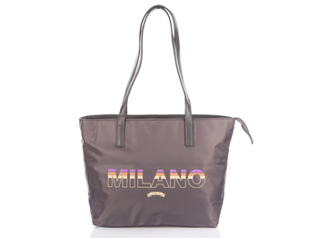Szara shopperka damska z długimi uchwytami do trzymania w dłoni Milano Italy