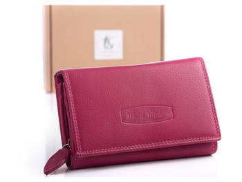 Large pink Money Maker women's wallet in soft RFID genuine leather