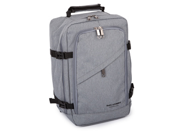 Szary plecak podróżny bagaż podręczny do samolotu otwierany jak walizka