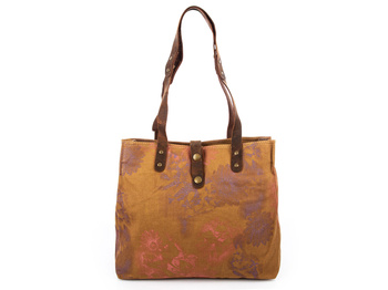 Women's brown vintage style bag with natural leather