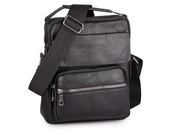 Torba męska na ramię pionowa miejska na dokumenty czarna saszetka