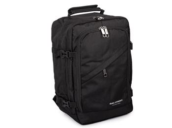 Czarny plecak podróżny bagaż podręczny do samolotu otwierany jak walizka