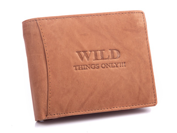 Men's leather wallet horizontal beige WILD Things Only