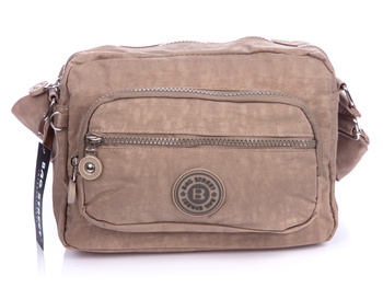 Comfortable small women's shoulder bag in crepe beige