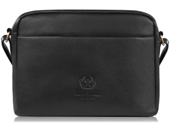 Mała skórzana torebka damska czarna ze złotymi okuciami Paolo Peruzzi