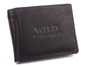 Herren Ledergeldbörse quer schwarz WILD Things Only