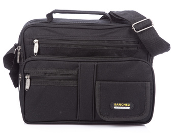 SANCHEZ CASUAL Schwarze Herren-Umhängetasche aus Nylon, mittelgroß