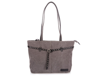 Women's fabric gray shopper bag with long handle Jennifer Jones