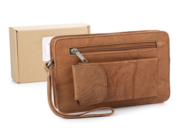 Jasnobrązowa saszetka męska skórzana na dokumenty Bag Street do ręki