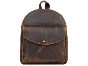 Brązowy plecak damski miejski skórzany w stylu vintage skóra naturalna
