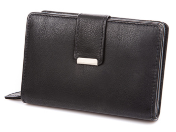 Women's leather strap wallet black Money Maker