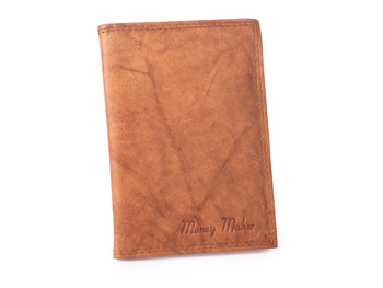 Jasnobrązowe etui na dokumenty skórzane Money Maker