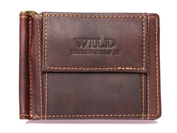 Herren Leder Brieftasche dunkelbraun WILD