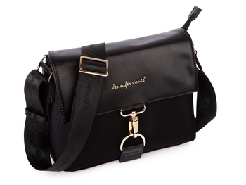 Czarna średnia torebka damska z klapką wizytowa Jennifer Jones