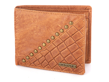 Men's studded leather wallet light brown J Jones