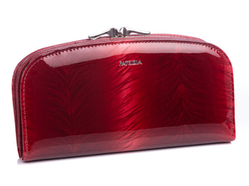 PATRIZIA Women's rounded red lacquer herringbone wallet