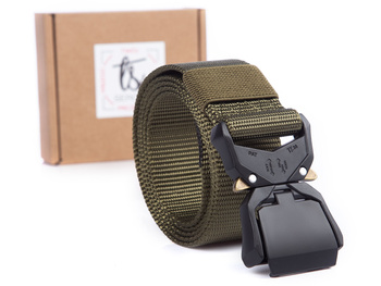 Military trouser belt for men green SERGEJ DRAGON