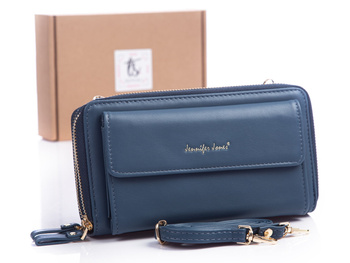 Large women's wallet with phone pocket blue Jennifer Jones