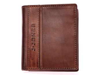 Brown men's vertical wallet natural leather J Jones