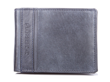 J Jones men's grey leather wallet