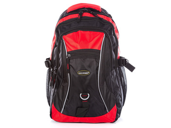 Bag Street Large backpack with three compartments black-red