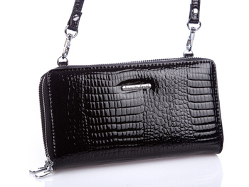 Women's clutch wallet lacquered black Jennifer Jones