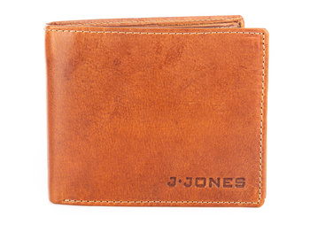 J Jones horizontale braune Leder Herrengeldbörse mit RFID