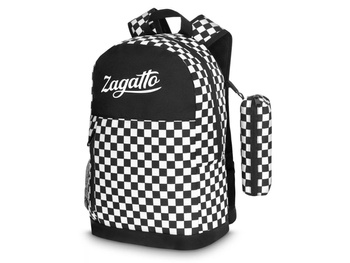 Plecak szkolny w czarno-białą szachownicę ZAGATTO