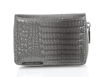 Mały szary portfel damski skórzany lakierowany Jennifer Jones