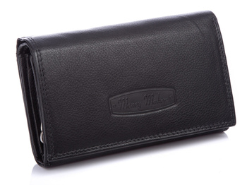 Duży skórzany portfel damski czarny Money Maker