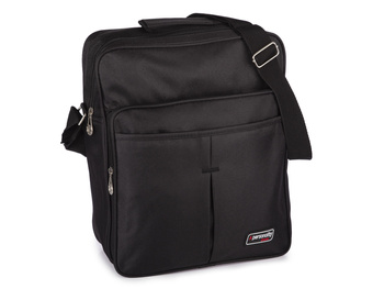 Czarna, duża pionowa torba męska robocza na ramię A4