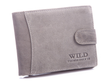 WILD grey men's leather clasp wallet