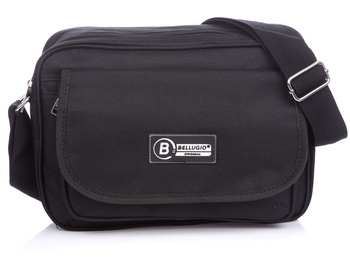 Bellugio Black men's horizontal medium shoulder bag