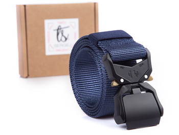 Military trouser belt for men blue SERGEJ DRAGON