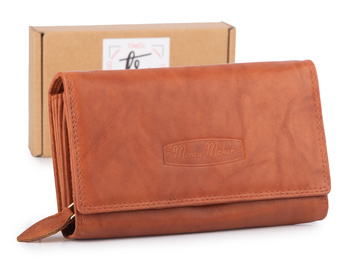 Duży, brązowy portfel damski Money Maker ze skóry naturalnej